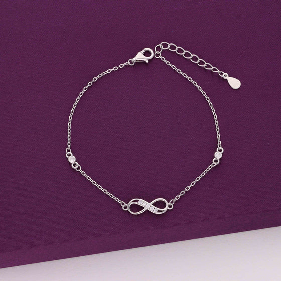 Sterling Silver Zircon Infinity Casual Bracelet