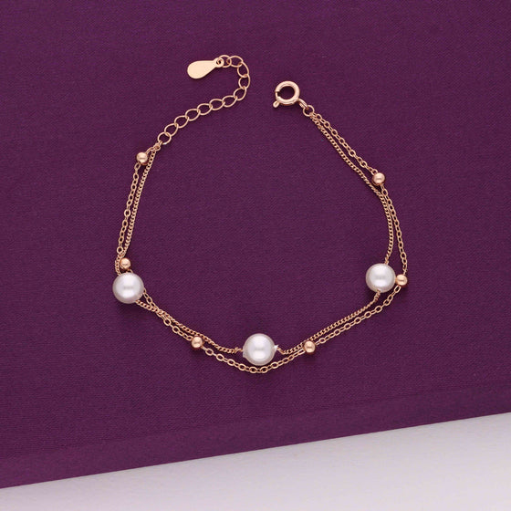 2-Layered Pearl Brilliance Silver Bracelet