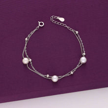  2-Layered Pearl Brilliance Silver Bracelet