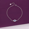 SINGLE EVIL EYE ZIRCON STUDDED SILVER BRACELET