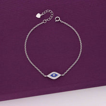  SINGLE EVIL EYE ZIRCON STUDDED SILVER BRACELET