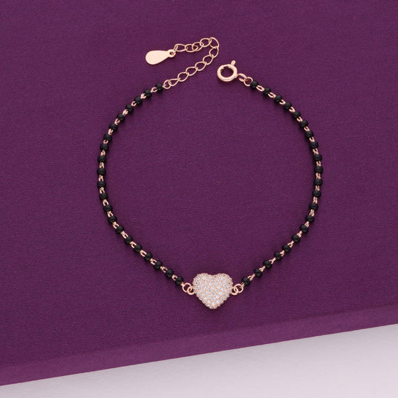 Sterling Silver Heart Mangalsutra Bracelet