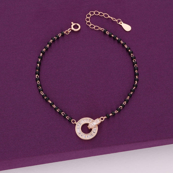 Sterling Silver Elegant Circle Mangalsutra Bracelet