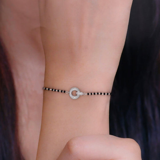 Sterling Silver Elegant Circle Mangalsutra Bracelet