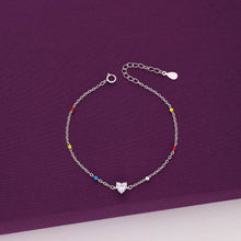  TRENDY MULTI COLOUR BEADS HEART SILVER BRACELET