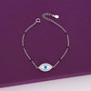 Sterling Silver Black Beads Evil Eye Bracelet