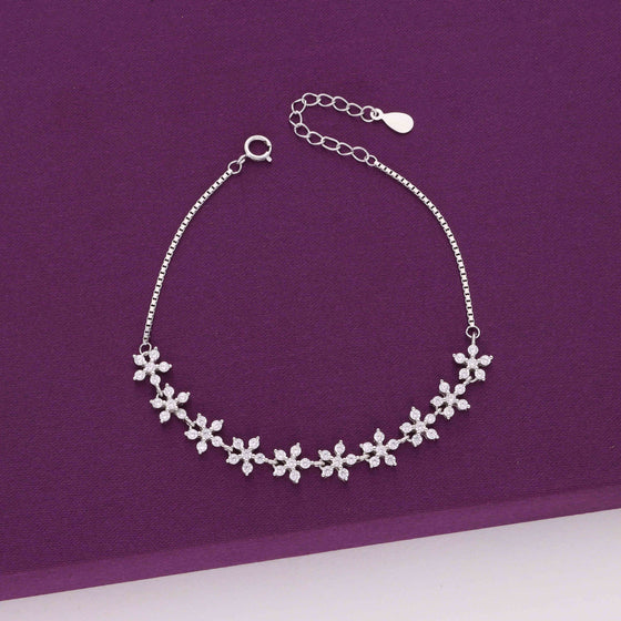 Floral Diamante Delights Silver Bracelet