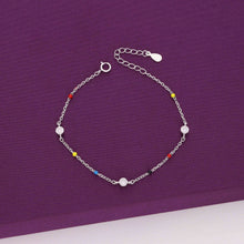  TRENDY MULTI COLOUR BEADS SILVER CHAIN BRACELET