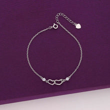  Conjoined Heart Silver Minimal Bracelet