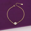 Stylish Solitaire Zircon Studded Silver Link Bracelet