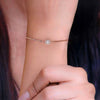 Stylish Solitaire Zircon Studded Silver Link Bracelet