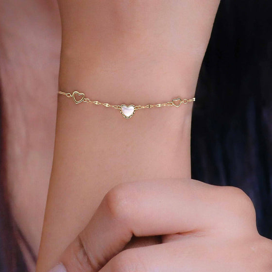 Alluring Heart Charm Silver Causal Bracelet