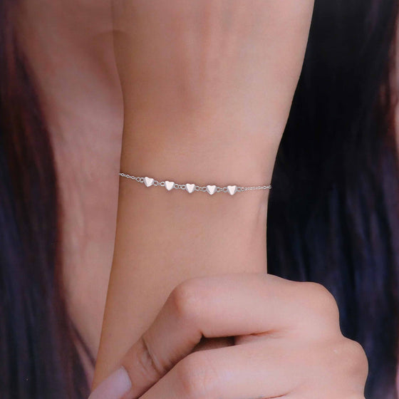 Bedazzling Beauty Silver Heart Casual Bracelet