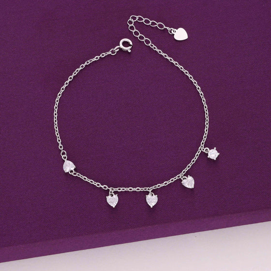 Sparkling Heart Solitaire Charm Bracelet