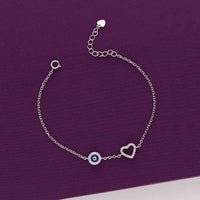 Minimalistic Evil Eye Heart Bracelet