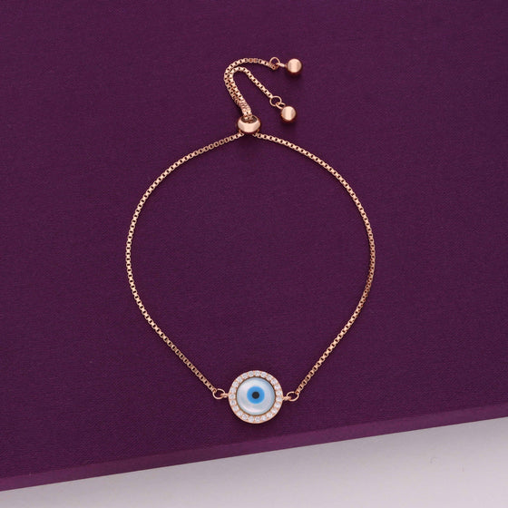 Sterling Silver Zircon Studded Evil Eye Bracelet