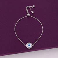 Sterling Silver Zircon Studded Evil Eye Bracelet