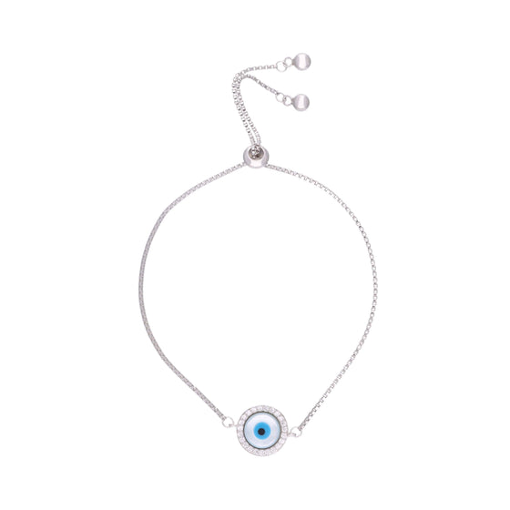 Sterling Silver Zircon Studded Evil Eye Bracelet