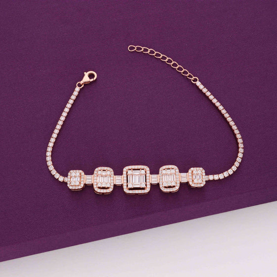 Square Cut Classic Silver Tennis Bracelet