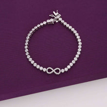  Zircon Studded Infinity Silver Tennis Bracelet