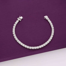  Charming Cuban Cut Zircon Silver Tennis Bracelet