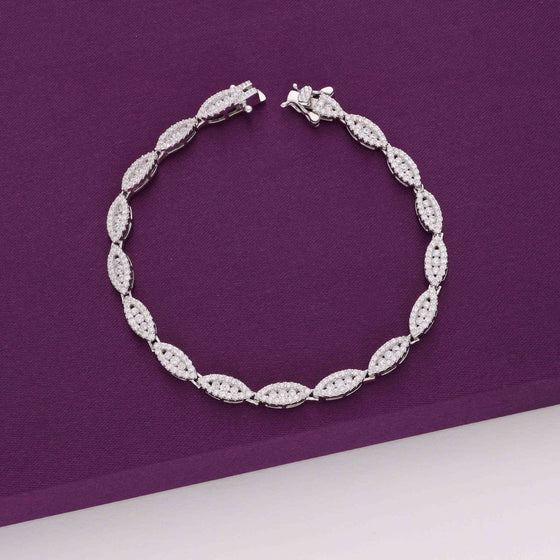 Crystal Pears Silver Tennis Bracelet