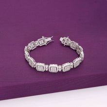  Charming Rectangle Baguettes Zircon Cube Silver Tennis Bracelet