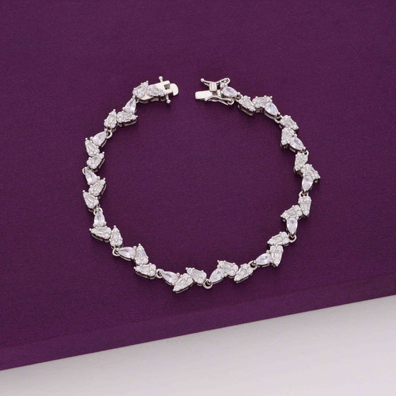 Trendy Leaf Silver Tennis Bracelet