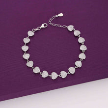  Single Strand Crystal Hearts Silver Bracelet