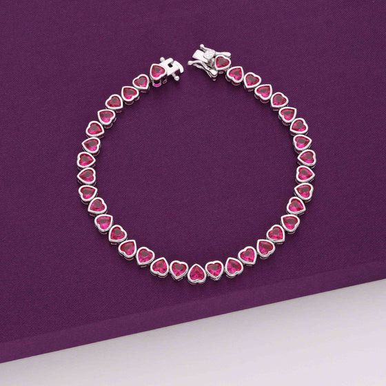 An Array Of Hearts Silver Tennis Bracelet