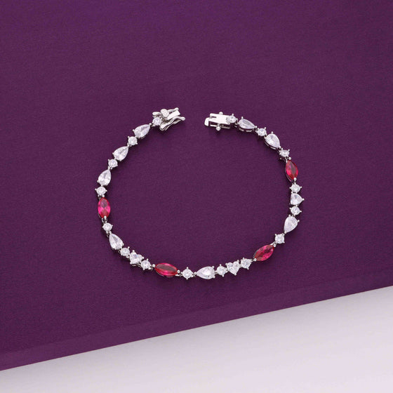 Crystal Hearts Silver Tennis Bracelet