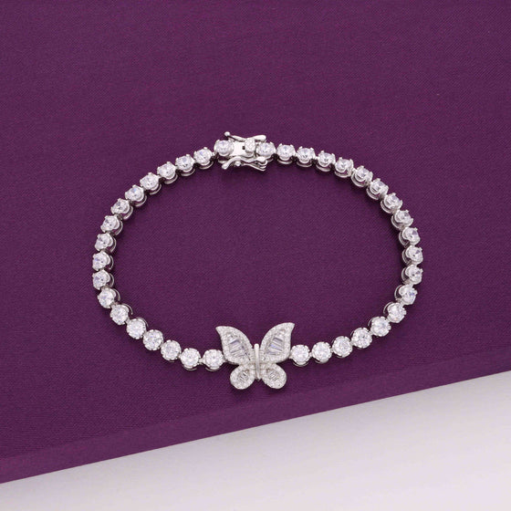 Dazzling Butterfly Silver Tennis Bracelet