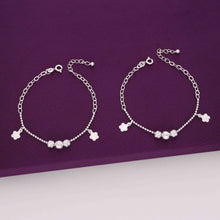  Twin Blossoms Charms Children Silver Anklet