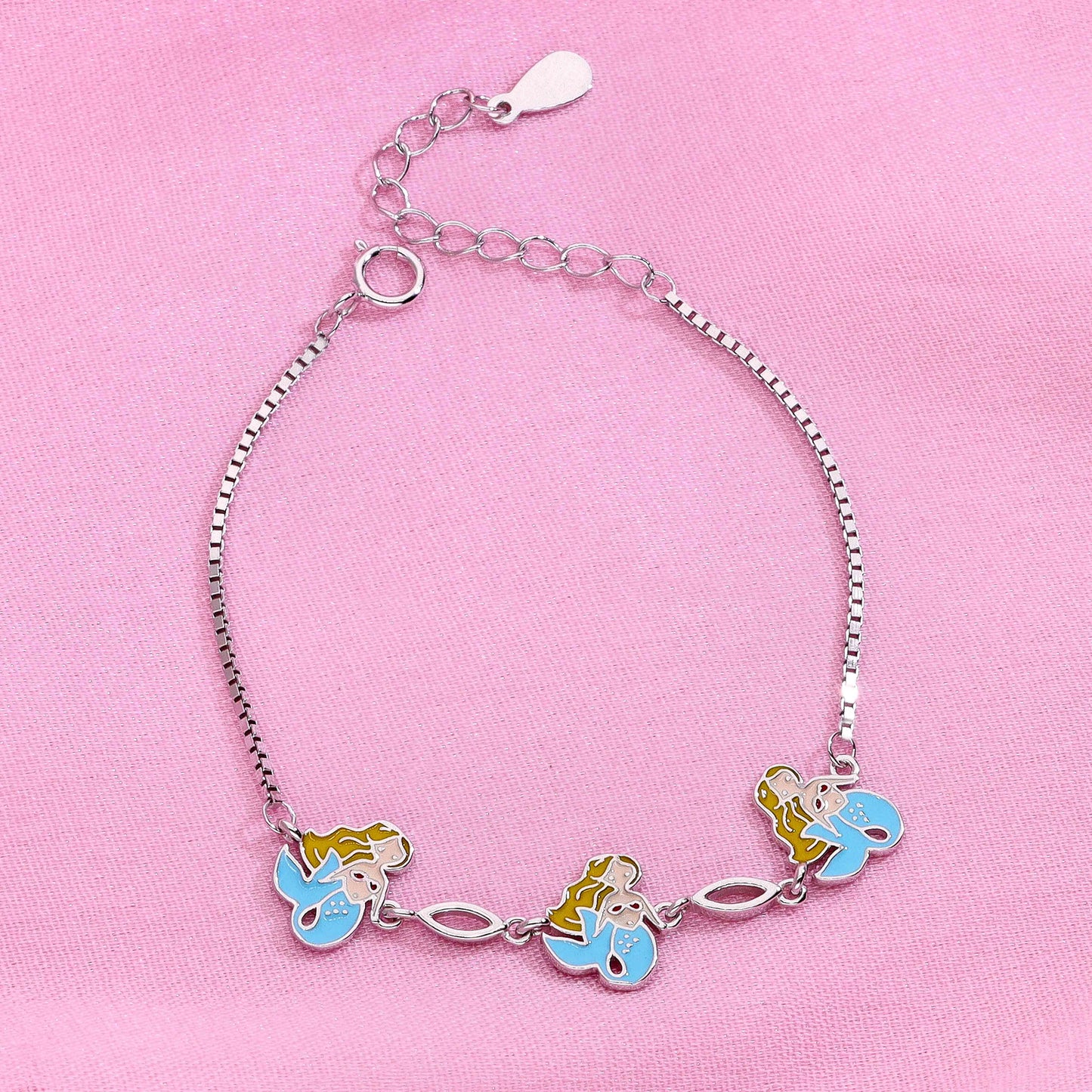 Sterling silver mermaid charm bracelet