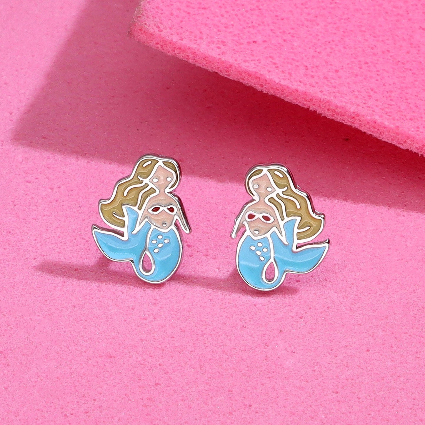 Sterling Silver Mermaid Stud Earrings for Kids