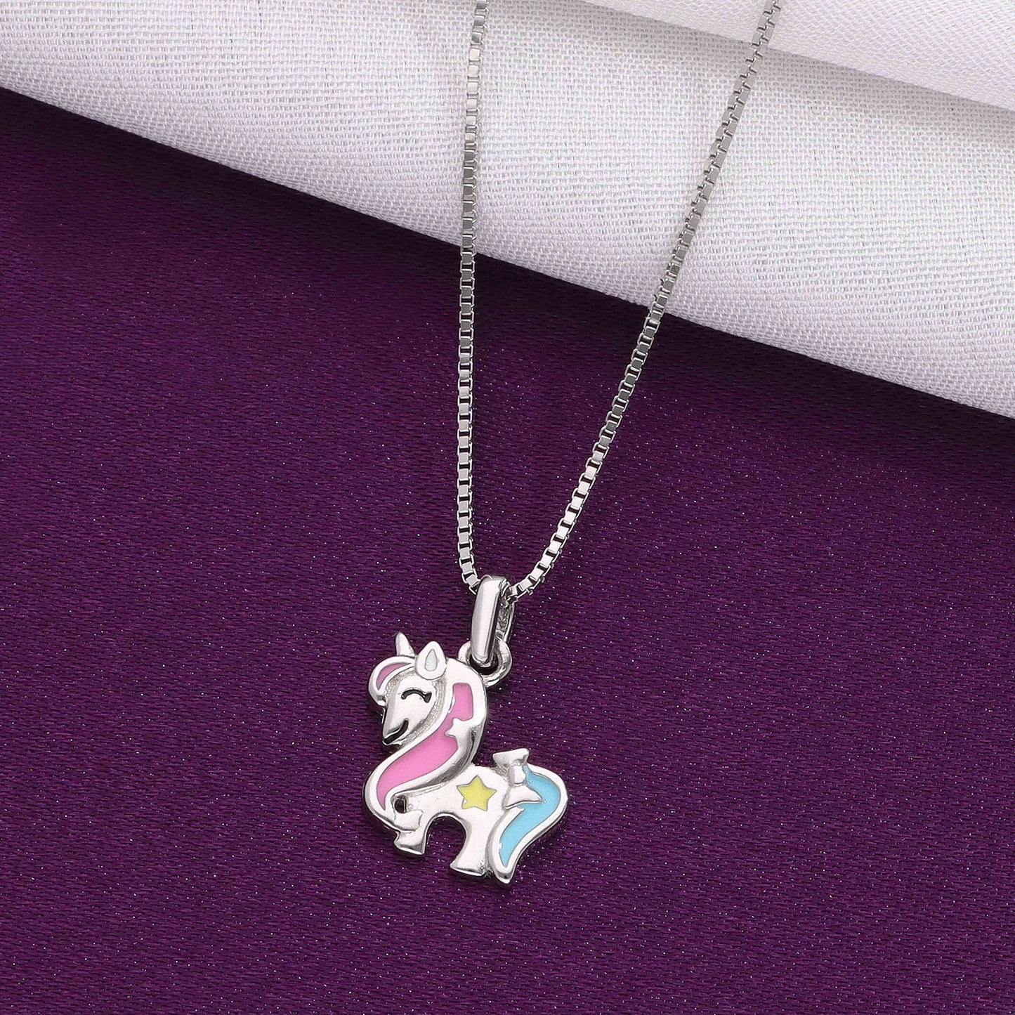 Sterling silver unicorn pendant necklace for girls