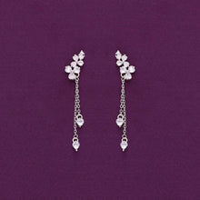  Sterling Silver Chic Floral Zircon Drop Earrings