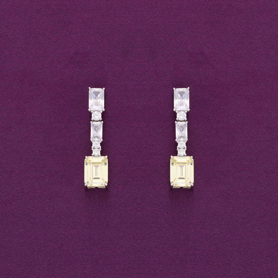 Sterling Silver Baguette Cut Dangler Earrings