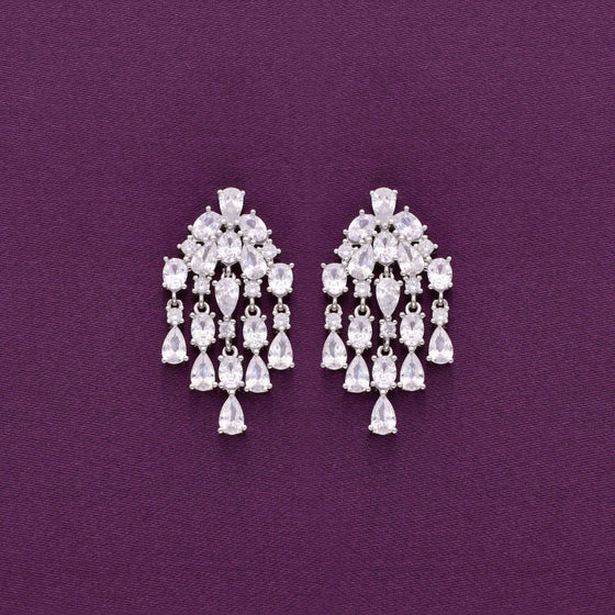 Sterling Silver Statement Zircon Drop Earrings