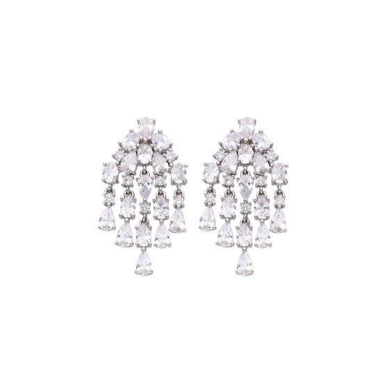 Sterling Silver Statement Zircon Drop Earrings