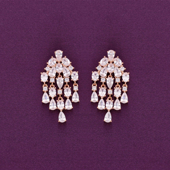 Sterling Silver Statement Zircon Drop Earrings