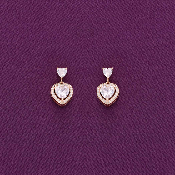 Sterling Silver Heart Solitaire Drop Earrings