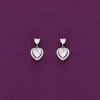 Sterling Silver Heart Solitaire Drop Earrings