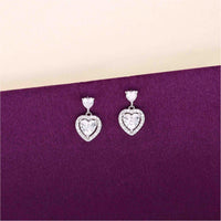 Sterling Silver Heart Solitaire Drop Earrings