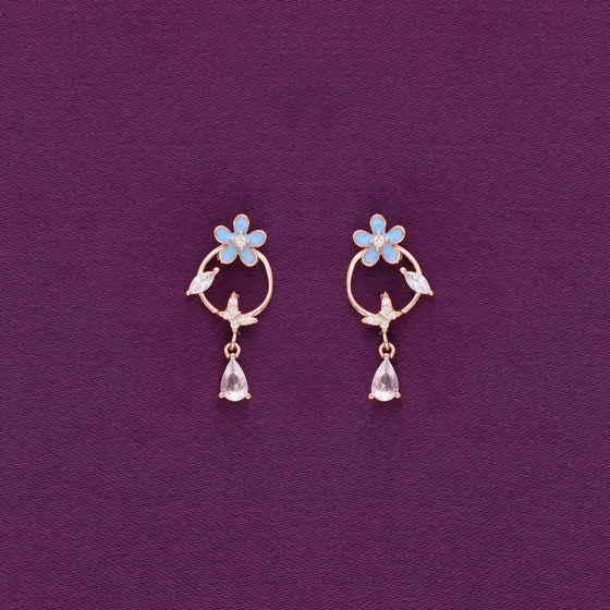 Sterling Silver Floral Casual Drop Earrings