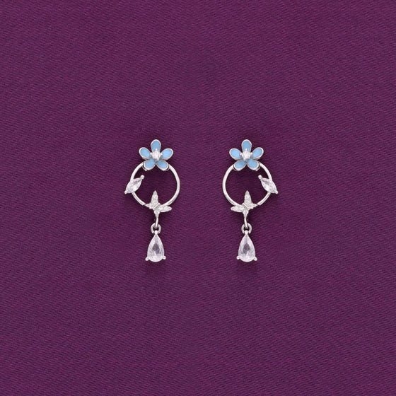 Sterling Silver Floral Casual Drop Earrings