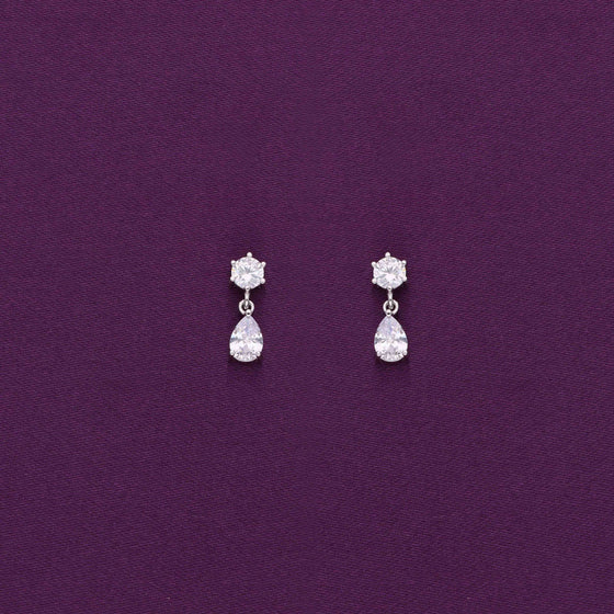 Sterling Silver Solitaire Drop Earrings