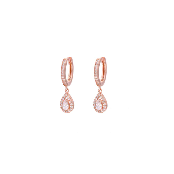 Sterling Silver Tear Drop Solitaire Drop Earrings