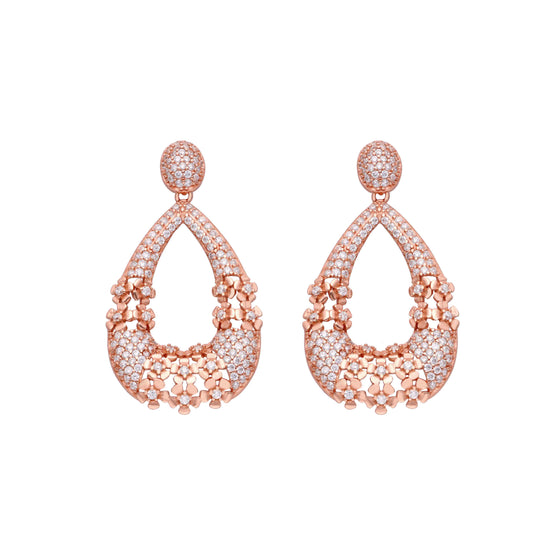 Elegant Charm Zircon Studded Silver Drop Earrings