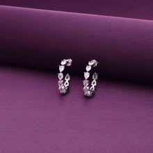  Sterling Silver Heart Solitaire Hoops